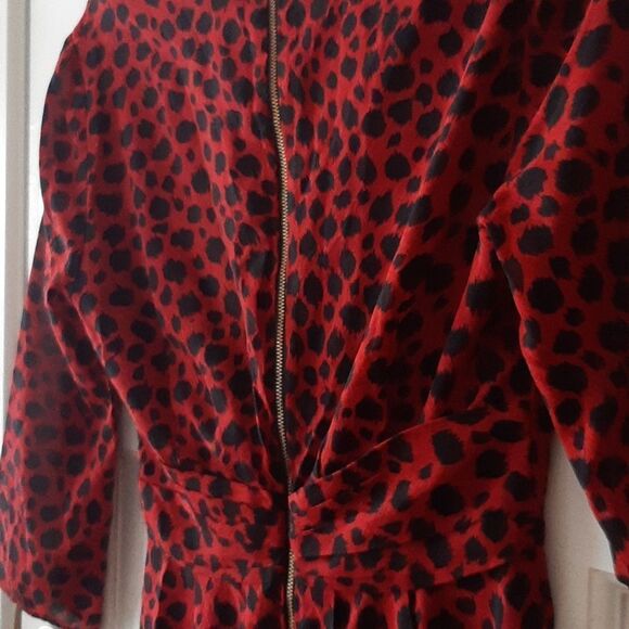 Nwot Whistles "Coletta" silk long sleeve dress, Red Animal Print stitch fix 36eu - Picture 9 of 9